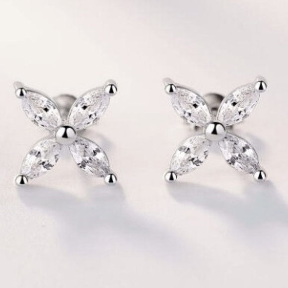 Jewelry - Marquise Sterling Silver Flower Earrings